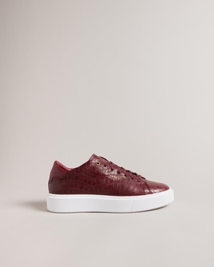 Basket Ted Baker Leather Croc Texture Platform Bordeaux Femme | ZMU-24410660